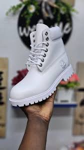 White Timberland premium ankle boots are designed with waterproof pure leather