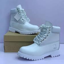 White Timberland premium ankle boots are designed with waterproof pure leather